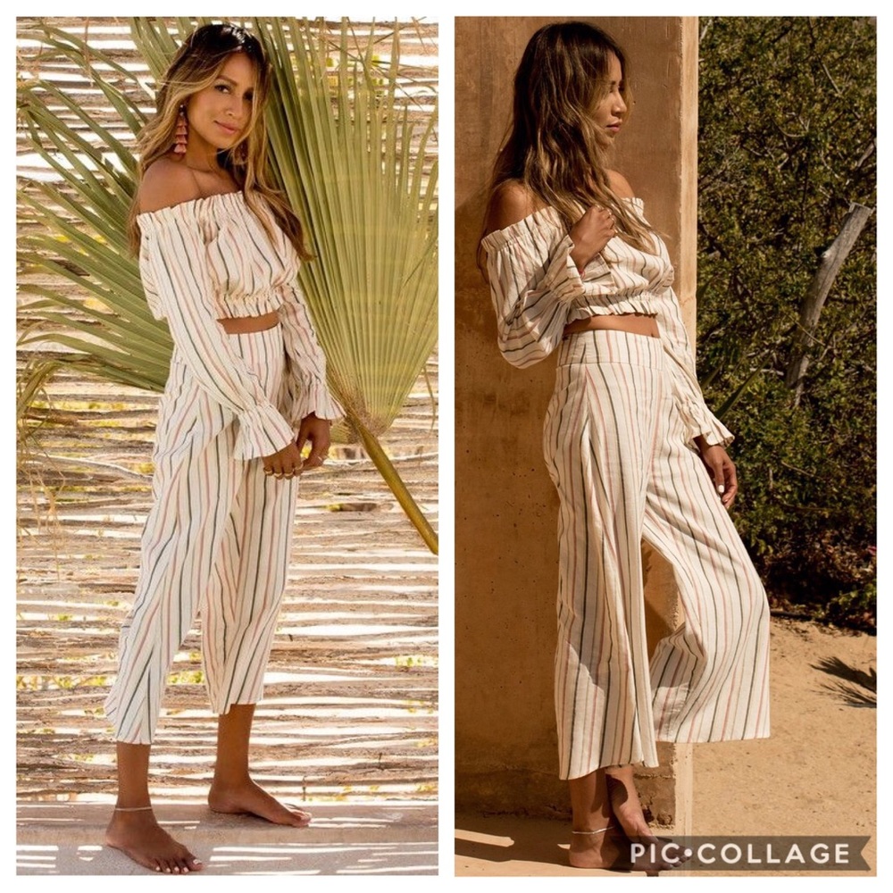 Billabong x Sincerely Jules Can’t We Striped Pants - Picture 1 of 5
